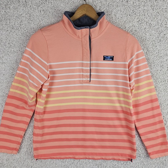 L.L. Bean Tops - LL Bean Rugby Henley Coral Pink Long Sleeve Shirt Womens Medium Preppy Retro